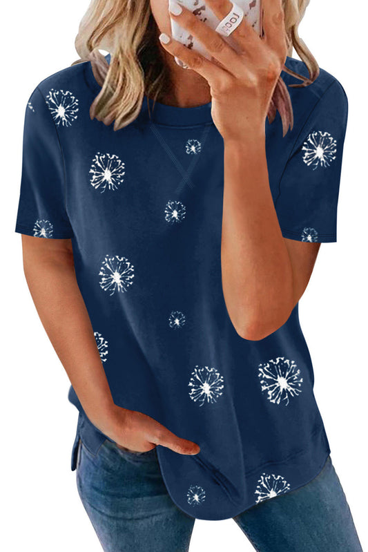 Blue dandelion short sleeve top